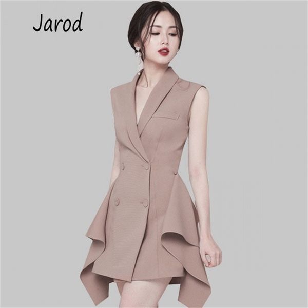 korean fashion double breasted women dress summer office ladies sleeveless ruffles formal notched bodycon 210519, Black;gray
korean fashion double breasted women dress summer office ladies sleeveless ruffles formal notched bodycon 210519, Black;gray