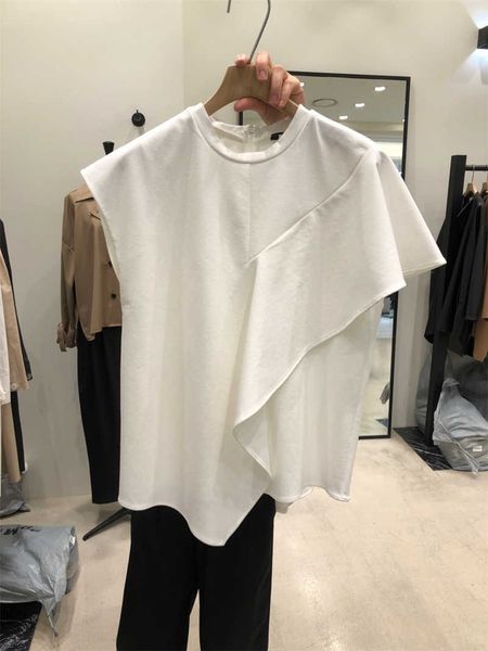 spring and summer korean fashion casual loose women's t-shirt solid color irregular fold short-sleeved 210615, White
spring and summer korean fashion casual loose women's t-shirt solid color irregular fold short-sleeved 210615, White
