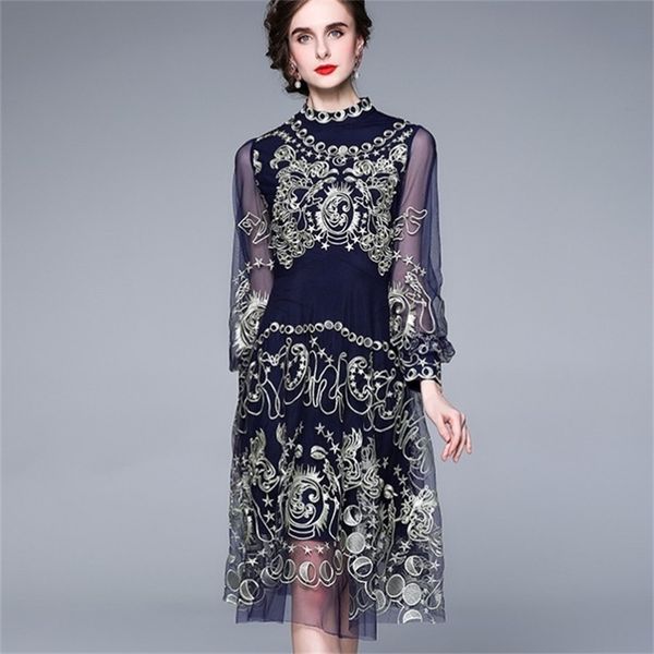 vestidos summer style french dress women's slim a-line vintage embroidery flower mesh dresses 210603, Black;gray
vestidos summer style french dress women's slim a-line vintage embroidery flower mesh dresses 210603, Black;gray