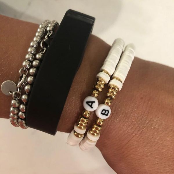charm bracelets simple polymer clay letter bracelet women men handmade heishi disc beads femme alphabet jewelry, Golden;silver
charm bracelets simple polymer clay letter bracelet women men handmade heishi disc beads femme alphabet jewelry, Golden;silver