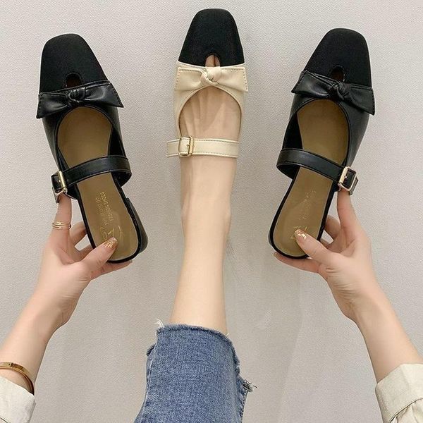 the spring/summer 2021 versatile retro buckle slipper flat muller shoes woman slippers, Black
the spring/summer 2021 versatile retro buckle slipper flat muller shoes woman slippers, Black