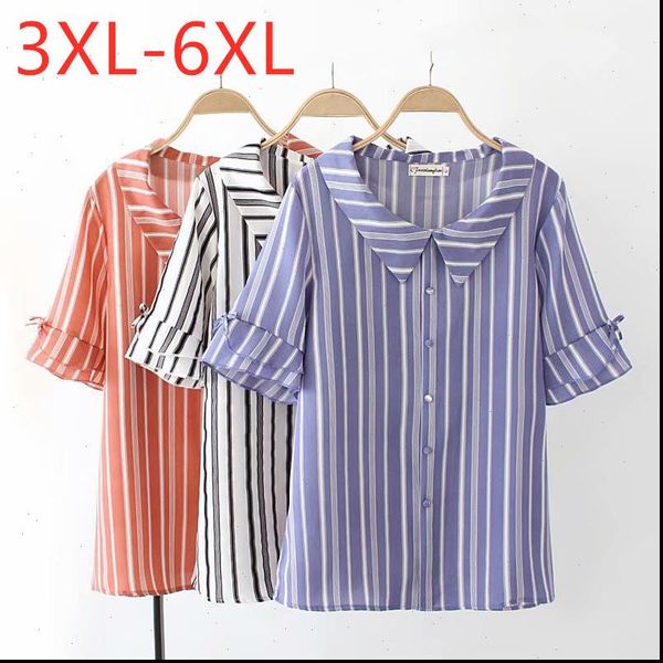 summer plus size women blouses large short sleeve casual loose button stripe chiffon shirt blue 3xl 4xl 5xl 6xl, White
summer plus size women blouses large short sleeve casual loose button stripe chiffon shirt blue 3xl 4xl 5xl 6xl, White