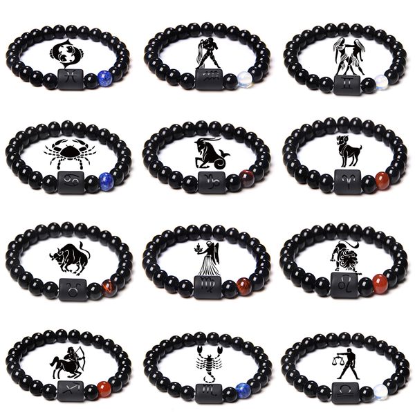 12 constellation bracelets couple bangles men 8mm onyx agat stone beads pulsera cancer virgo women bracelet friendship jewelry, Black
12 constellation bracelets couple bangles men 8mm onyx agat stone beads pulsera cancer virgo women bracelet friendship jewelry, Black