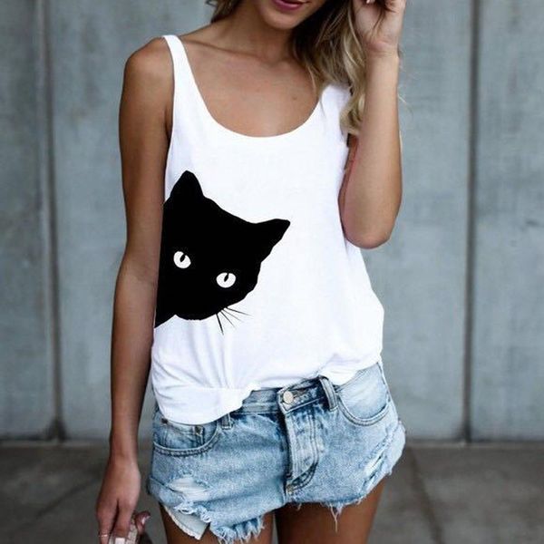 womens tanks cat printed tank o neck tee casual lady loose vests animal print wdc4740, White
womens tanks cat printed tank o neck tee casual lady loose vests animal print wdc4740, White