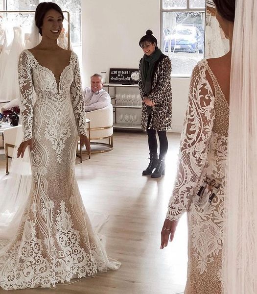 2021 luxurious mermaid sparkly wedding dresses lace beaded backless long sleeves illusion bridal gowns zj344, White
2021 luxurious mermaid sparkly wedding dresses lace beaded backless long sleeves illusion bridal gowns zj344, White
