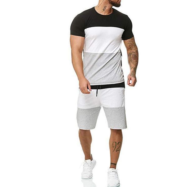 men's tracksuits summer suit splicing short sleeve leisure sports qui drying, Gray
men's tracksuits summer suit splicing short sleeve leisure sports qui drying, Gray