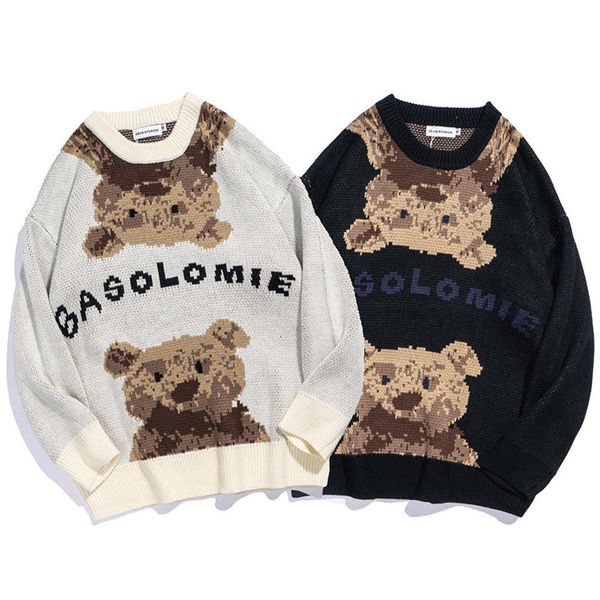 men's sweaters hip hop men's sweatshirt, loose casual knitting, cartoon bear pattern, autumn and winter suitable for both men wome, White;black
men's sweaters hip hop men's sweatshirt, loose casual knitting, cartoon bear pattern, autumn and winter suitable for both men wome, White;black