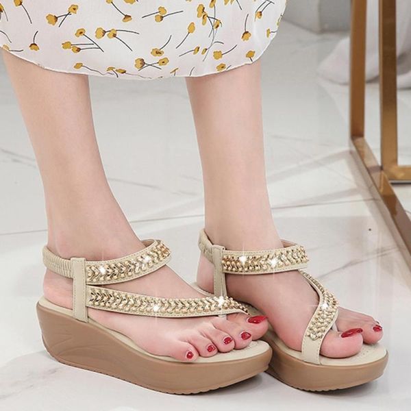 sandals women bohemia style ladies crystal wedges flops flip casual shoes summer female soft beach #39, Black
sandals women bohemia style ladies crystal wedges flops flip casual shoes summer female soft beach #39, Black