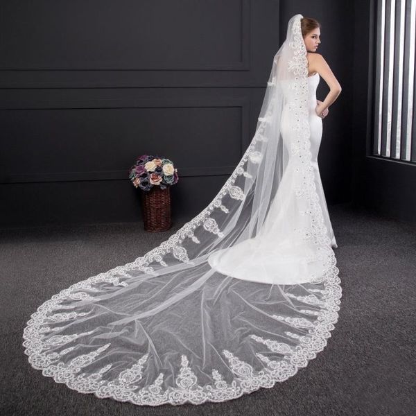 bridal veils 300cm one layer long veil with comb tulle diamond beaded lace edge cathedral wedding crystal accessorie, Black
bridal veils 300cm one layer long veil with comb tulle diamond beaded lace edge cathedral wedding crystal accessorie, Black