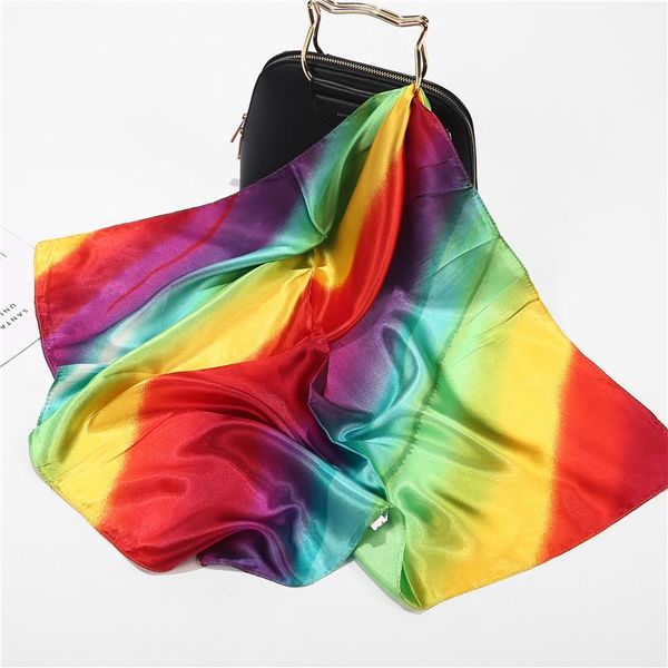 spring and summer product gradient rainbow color 60x60 busquare scarf small silk printing soft breathable scarves, Blue;gray
spring and summer product gradient rainbow color 60x60 busquare scarf small silk printing soft breathable scarves, Blue;gray