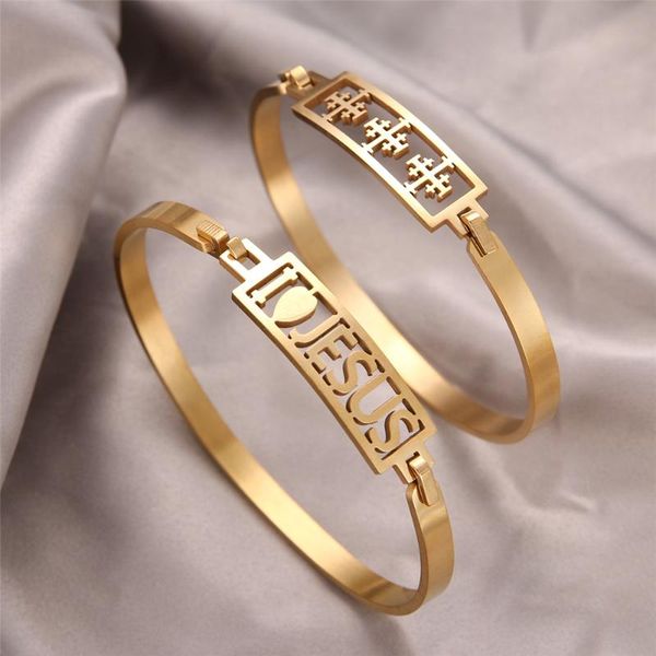 charm bracelets 2021 fashion jewelry golden stainless steel letter cross bracelet retro titanium casual women, Golden;silver
charm bracelets 2021 fashion jewelry golden stainless steel letter cross bracelet retro titanium casual women, Golden;silver