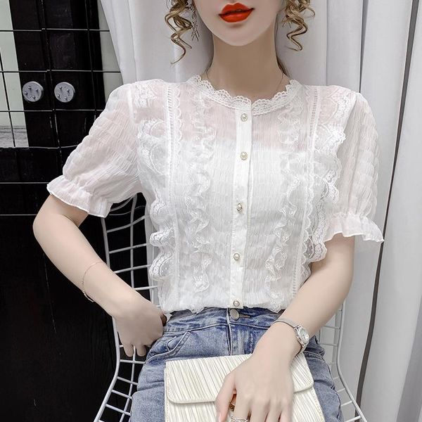 women's blouses & shirts fashion hollow ruffled chiffon stand-collar shirt 2021 style trendy small lace short-sleeved dress, White
women's blouses & shirts fashion hollow ruffled chiffon stand-collar shirt 2021 style trendy small lace short-sleeved dress, White