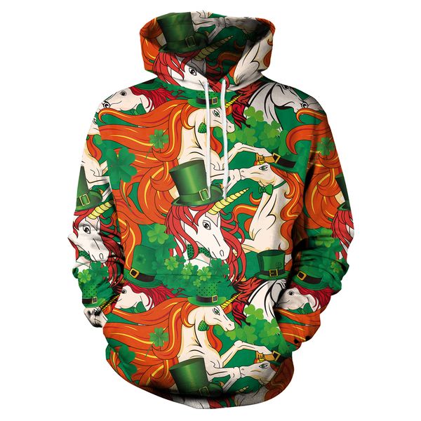 spring and autumn couple hoodie long sleeve cartoon unicorn pattern clover printing leisure trend, Black
spring and autumn couple hoodie long sleeve cartoon unicorn pattern clover printing leisure trend, Black