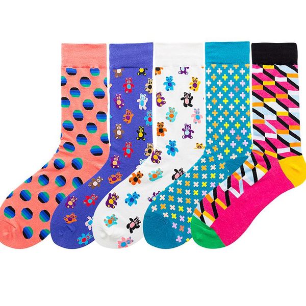 men's socks women's color contrast dot little bear happy sock multi-colored socs cotton bright stylish korean fashion original gif, Black
men's socks women's color contrast dot little bear happy sock multi-colored socs cotton bright stylish korean fashion original gif, Black