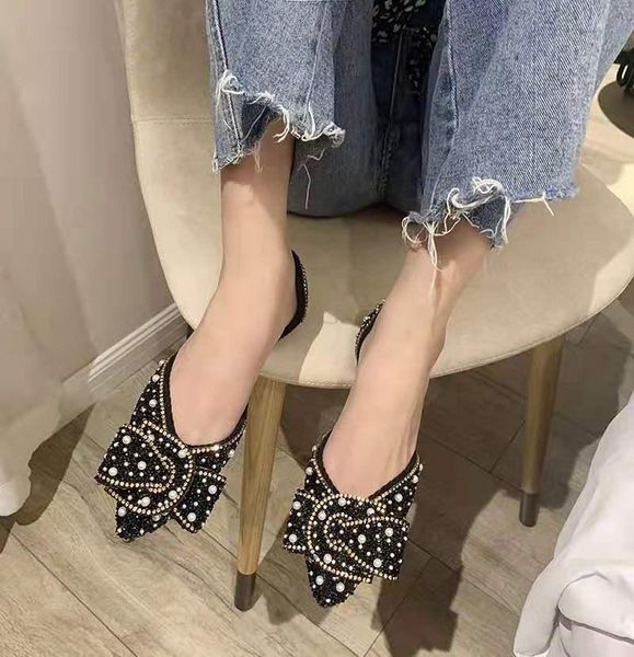 sandals summer women pearl flats rhinestone female butterfly-knot shoes korean bling version bow tie shallow mouth toe tip single, Black
sandals summer women pearl flats rhinestone female butterfly-knot shoes korean bling version bow tie shallow mouth toe tip single, Black