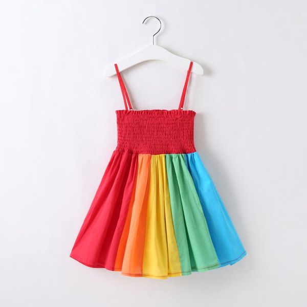 girls dresses kids 2021 summer sleeveless strap princess dress rainbow print children clothes girl casual sundress girl's, Red;yellow
girls dresses kids 2021 summer sleeveless strap princess dress rainbow print children clothes girl casual sundress girl's, Red;yellow