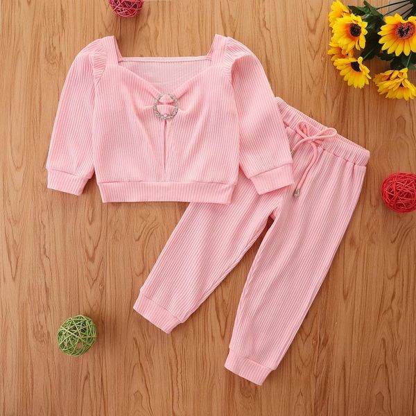 clothing sets 1-6y kids girls autumn clothes baby long sleeve square neck pants solid color ribbed knit casual children outfits, White
clothing sets 1-6y kids girls autumn clothes baby long sleeve square neck pants solid color ribbed knit casual children outfits, White