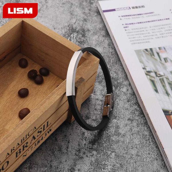 fashion korean style wristband black punk rubber silicone stainless steel men women bracelets bangles pulseras hombre caucho q0719
fashion korean style wristband black punk rubber silicone stainless steel men women bracelets bangles pulseras hombre caucho q0719