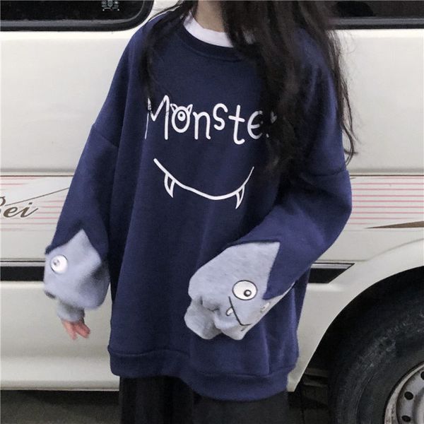women's hoodies & sweatshirts female sweatshirt with monster's stamp, fluffy woolen sweater a turtleneck in it, for spring, autumn, Black
women's hoodies & sweatshirts female sweatshirt with monster's stamp, fluffy woolen sweater a turtleneck in it, for spring, autumn, Black