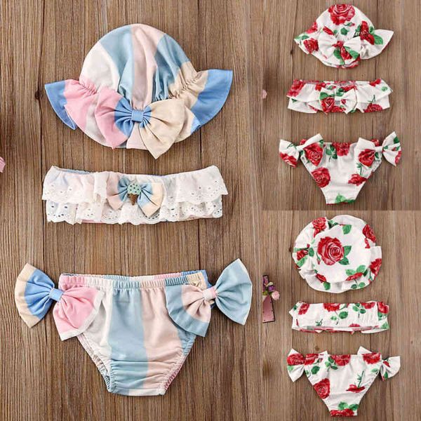3pcs newborn kids baby girl floral off shoulder strapless swimwear bikini shorts bathing suit with hat beachwear, White;black
3pcs newborn kids baby girl floral off shoulder strapless swimwear bikini shorts bathing suit with hat beachwear, White;black