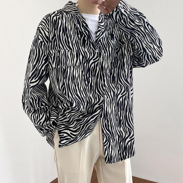 men's casual shirts 2021 men cardigan long sleeve button up shirt vintage retro zebra print blouse collared clothes streetwear clothing, White;black
men's casual shirts 2021 men cardigan long sleeve button up shirt vintage retro zebra print blouse collared clothes streetwear clothing, White;black