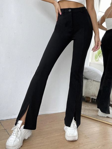 slit hem flare leg pants d0wp#, Black;white
slit hem flare leg pants d0wp#, Black;white