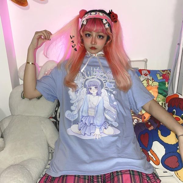 women's t-shirt japanese harajuku cartoon print loose tuku girl millennium round neck short sleeve t-shirts tees, White
women's t-shirt japanese harajuku cartoon print loose tuku girl millennium round neck short sleeve t-shirts tees, White