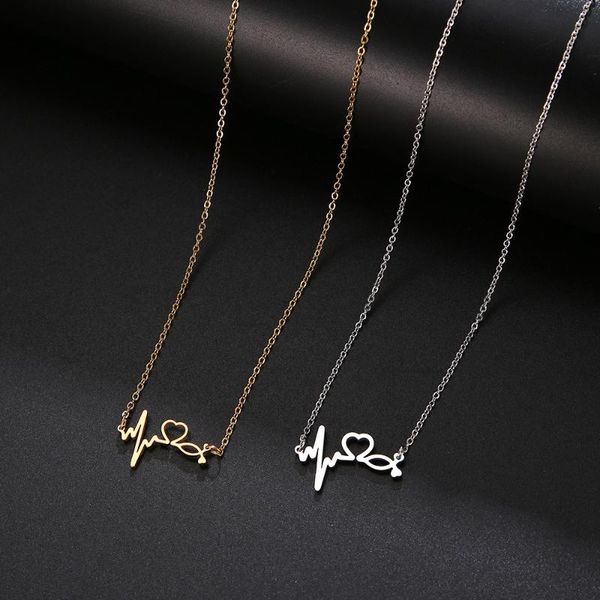 pendant necklaces heartbeat heart charm necklace for women titanium steel clavicle chain simple choker korean fashion couples anniversary je, Silver
pendant necklaces heartbeat heart charm necklace for women titanium steel clavicle chain simple choker korean fashion couples anniversary je, Silver
