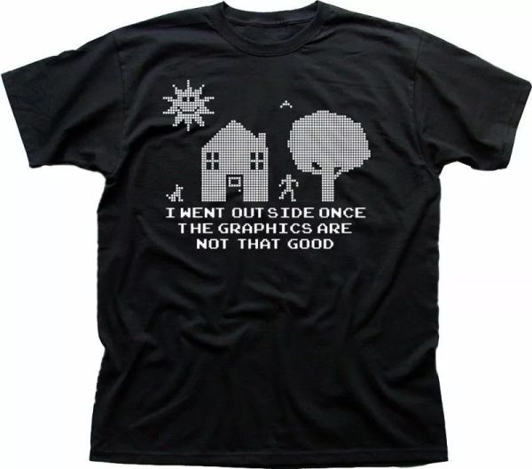 i went outside once the graphics aren't good xbox ps4 funny black t-shirt 5031, White;black
i went outside once the graphics aren't good xbox ps4 funny black t-shirt 5031, White;black