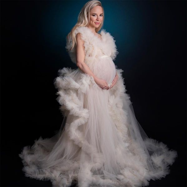ivory sleeveless prom dresses tiered ruffles oversize maternity pshoot dress party robes custom made, Black
ivory sleeveless prom dresses tiered ruffles oversize maternity pshoot dress party robes custom made, Black