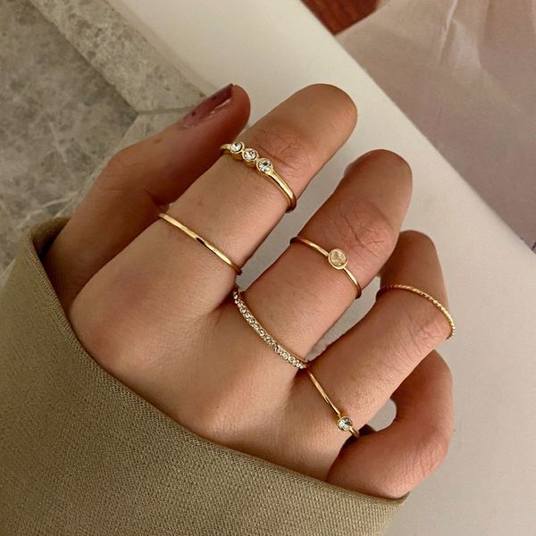 52888 joint ring creative simple ins wind inlaid diamond ring set six piece set, Silver
52888 joint ring creative simple ins wind inlaid diamond ring set six piece set, Silver