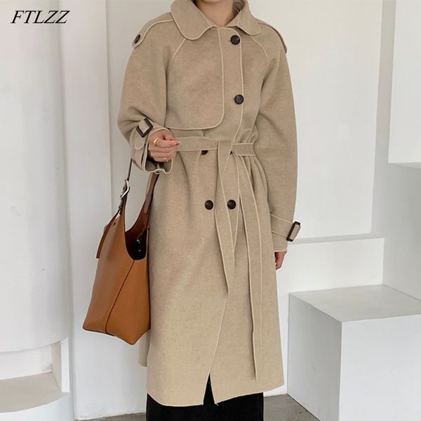 spring women elegant turn-down collar double breasted woolen coat casual loose solid long with belt 210423, Black
spring women elegant turn-down collar double breasted woolen coat casual loose solid long with belt 210423, Black