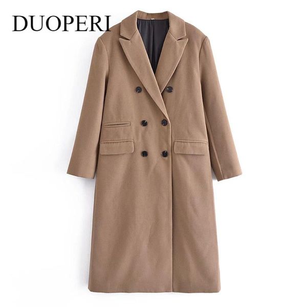 women's wool & blends duoperi women fashion khaki double breasted long coat vintage lapel collar sleeves female winter warm outwear win, Black
women's wool & blends duoperi women fashion khaki double breasted long coat vintage lapel collar sleeves female winter warm outwear win, Black