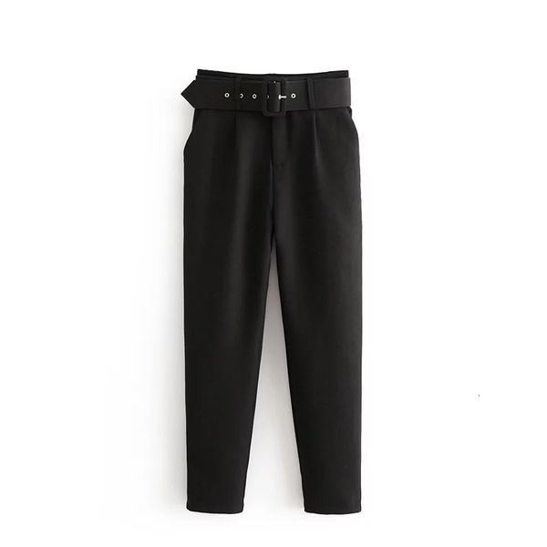women fashion 5 colors long za straight pants autumn female khaki high waist with belt casual solid cotton trousers 200930, Black;white
women fashion 5 colors long za straight pants autumn female khaki high waist with belt casual solid cotton trousers 200930, Black;white