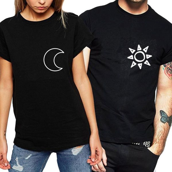 women's t-shirt female short sleeve sun and moon print t shirt summer shirts matching women funny couple t-shirts gift, White
women's t-shirt female short sleeve sun and moon print t shirt summer shirts matching women funny couple t-shirts gift, White