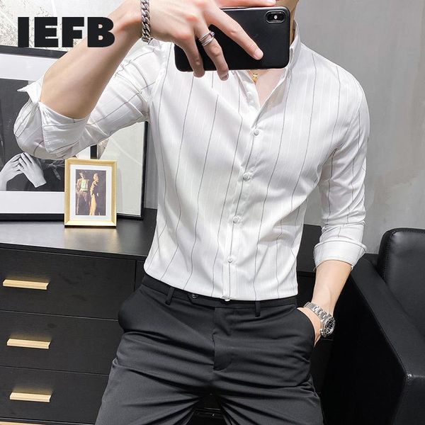 men's casual shirts iefb striped shirt korean slim fit long sleeve 2021 fashion lapel single breasted male 9y8316, White;black
men's casual shirts iefb striped shirt korean slim fit long sleeve 2021 fashion lapel single breasted male 9y8316, White;black