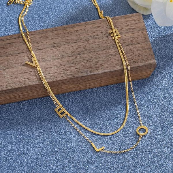 pendant necklaces elegant double layer love letters gold color women female light luxury anniversary party accessories girls jewelry, Silver
pendant necklaces elegant double layer love letters gold color women female light luxury anniversary party accessories girls jewelry, Silver