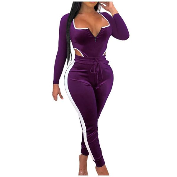 women's jumpsuits & rompers women fashion korean velvet sports long sleeve jumpsuit, Black;white
women's jumpsuits & rompers women fashion korean velvet sports long sleeve jumpsuit, Black;white