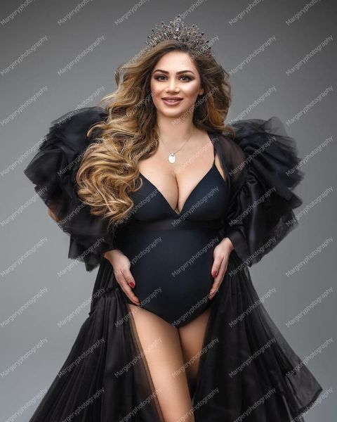 casual dresses elegant black tulle maternity robes extra puffy plus size women short sleeves ruffles tiered with train, Black;gray
casual dresses elegant black tulle maternity robes extra puffy plus size women short sleeves ruffles tiered with train, Black;gray