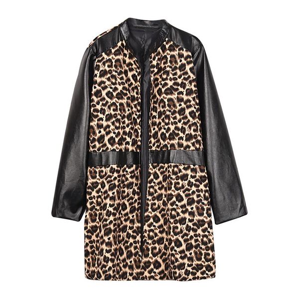women's trench coats long coat women leopard pu patchwork jacket autumn winter loose outwear ladies high street, Tan;black
women's trench coats long coat women leopard pu patchwork jacket autumn winter loose outwear ladies high street, Tan;black