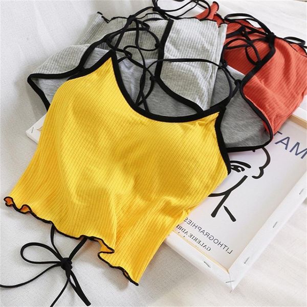 halter backless women tank crop spaghetti solid cottons underwear bra for polyester summer top, White
halter backless women tank crop spaghetti solid cottons underwear bra for polyester summer top, White