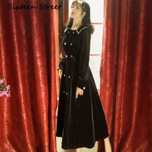 casual dresses 2021 spring velvet dress for woman pearl button black solid vintage elegant female autumn winter vestidos, Black;gray
casual dresses 2021 spring velvet dress for woman pearl button black solid vintage elegant female autumn winter vestidos, Black;gray