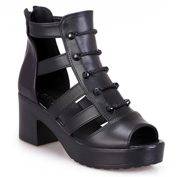 summer ladies wearing sandals, zipper hollow with high heel thick bottom fish mouth female roman boots sandals, Black
summer ladies wearing sandals, zipper hollow with high heel thick bottom fish mouth female roman boots sandals, Black