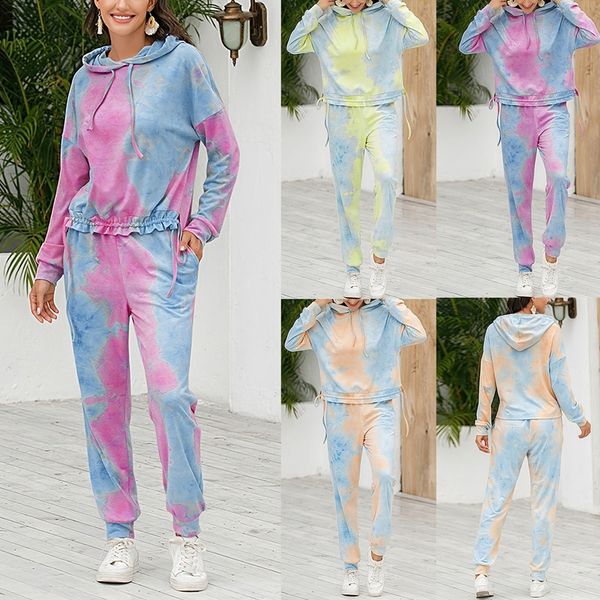 women's tracksuits tie dye home wear sports casual drawstring hooded sweater long sleeve trousers set trbe, Gray
women's tracksuits tie dye home wear sports casual drawstring hooded sweater long sleeve trousers set trbe, Gray