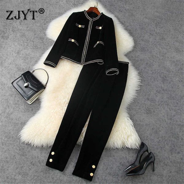 runway fashion fall winter trousers set women elegant full sleeve vintage velour jacket and pants suit office outfits 210930, White
runway fashion fall winter trousers set women elegant full sleeve vintage velour jacket and pants suit office outfits 210930, White