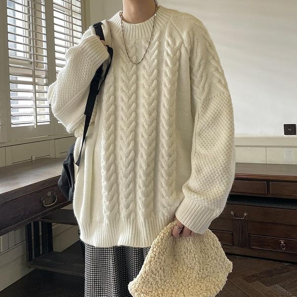 men's sweaters oversized sweater men warm fashion retro knitted pullover korean loose casual long-sleeved mens jumper clothes -2xl, White;black 
men's sweaters oversized sweater men warm fashion retro knitted pullover korean loose casual long-sleeved mens jumper clothes -2xl, White;black