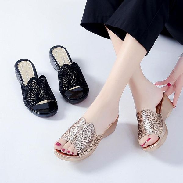 slippers summer women's shoes wedge thick bottom mesh rhinestone mother' sandals flip flops outdoor flat slipper, Black
slippers summer women's shoes wedge thick bottom mesh rhinestone mother' sandals flip flops outdoor flat slipper, Black