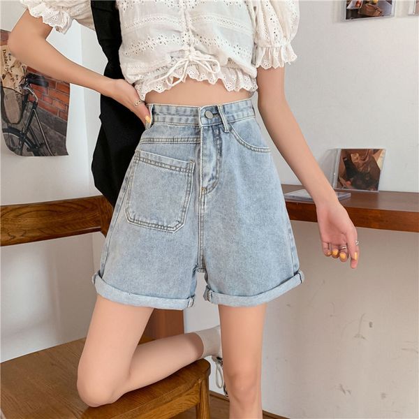 women's shorts denim 2021 new summer student's slim high waist a-line pants, White;black
women's shorts denim 2021 new summer student's slim high waist a-line pants, White;black