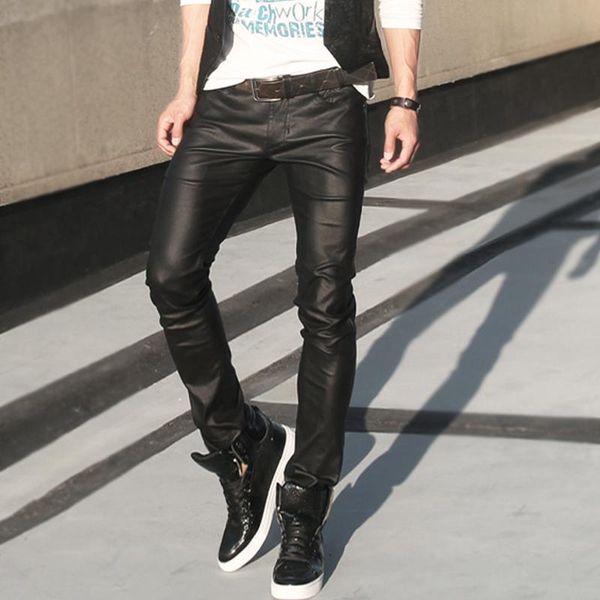 korean style shiny trousers men's slim feet pants stretch locomotive casual winter coated leather, Black
korean style shiny trousers men's slim feet pants stretch locomotive casual winter coated leather, Black