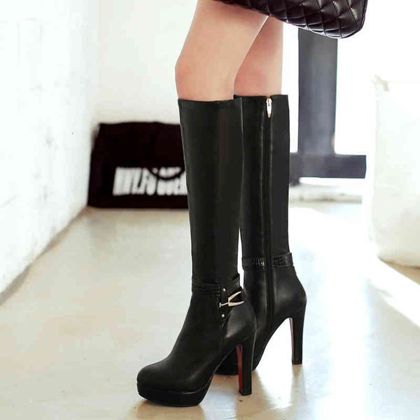 boots women's winter high platform heels knee female fashion buckle zipper white women long shoes 5od2, Black
boots women's winter high platform heels knee female fashion buckle zipper white women long shoes 5od2, Black